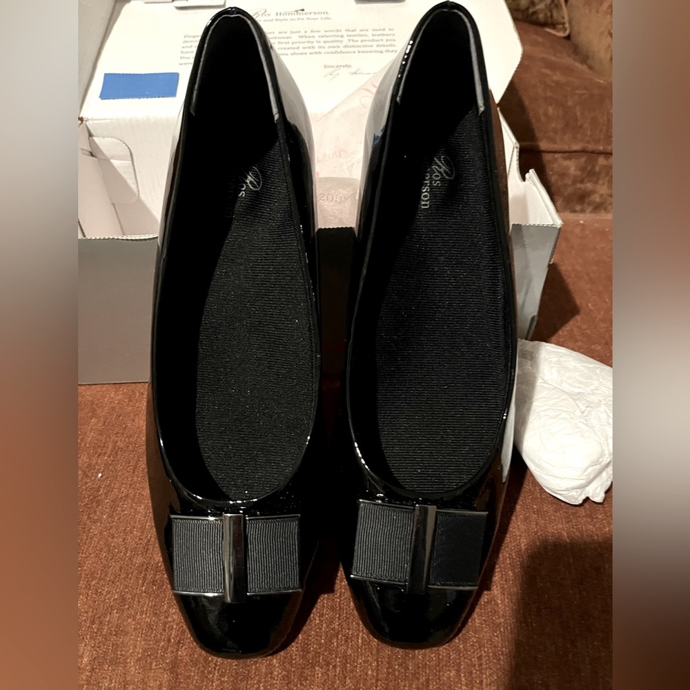 Ros Hammerson twilight black patent 1” heel slip on, size 8SS